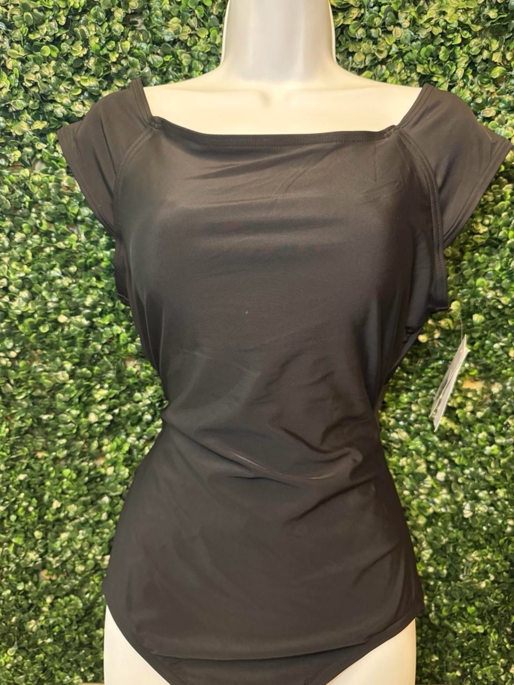 Target Black Cap-Sleeve One-Piece Swimsuit